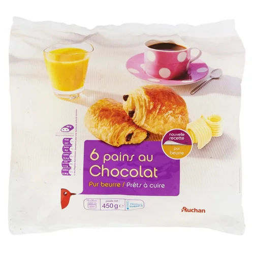 Булочка Auchan з шоколадом 6шт 450г