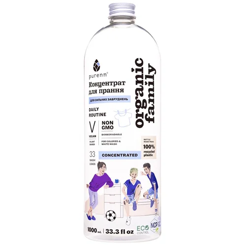 Гель для прання Organic Family для кольорових та білих речей концентрат 1л