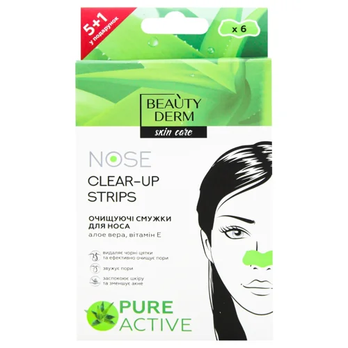 Смужки Beauty Derm Алое Вера для носу 6шт