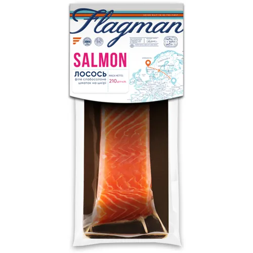 Сьомга Flagman філе слабосолене шматок зі шкірою 210г
