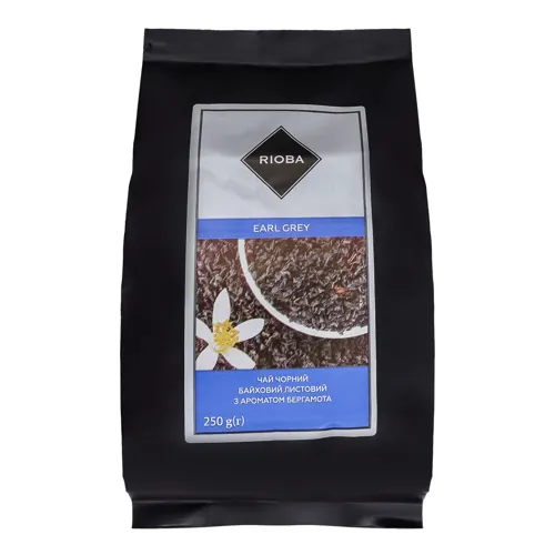 Чай чорний байховий листовий з ароматом бергамота Earl Grey Rioba м/у 250г
