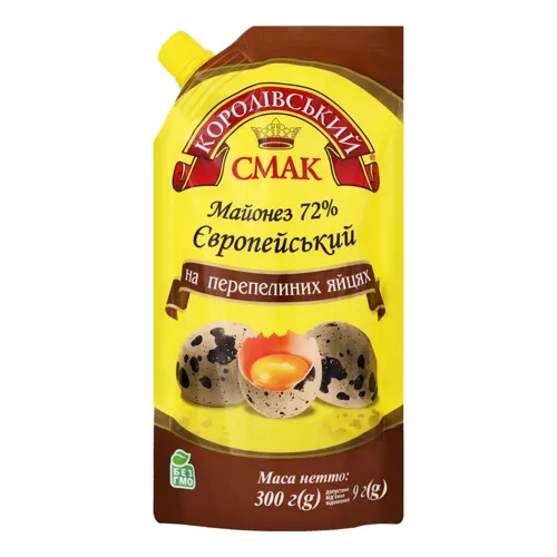 Майонез 72% на перепелиних яйцях Європейський Королівський смак д/п 300г