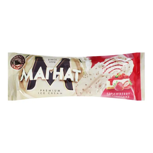 Морозиво 12% у білій кондитерській глазурі Strawberry Cheesecake Магнат м/у 70г