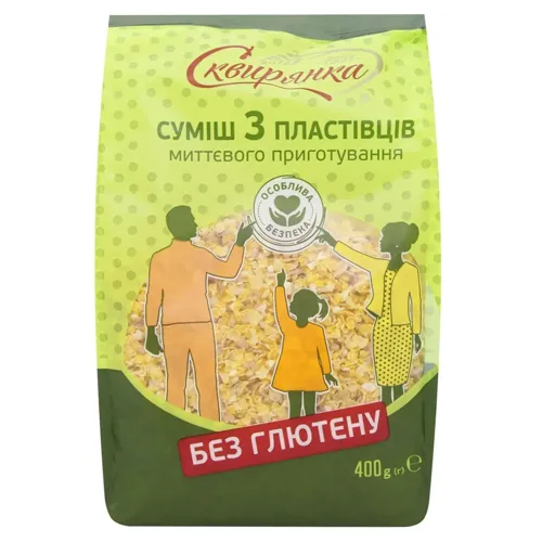 Суміш пластівців Сквирянка 3 злаки без глютену 400г