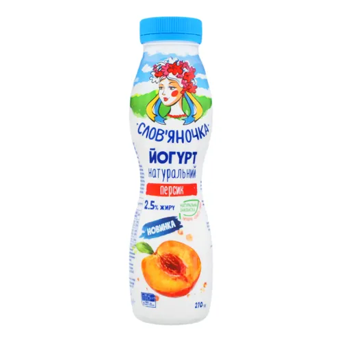 Йогурт 2.5% натуральний Персик Слов'яночка 270г