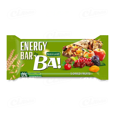 Батончик злаковий «Bakalland» з сухофруктами, 40г