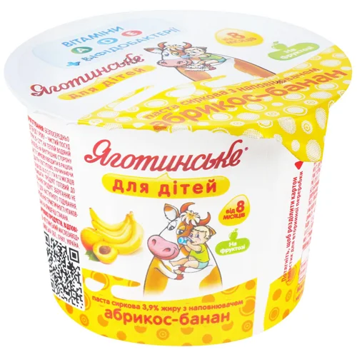 Паста сиркова Яготинське для дітей Абрикос-банан 3,9% 90г