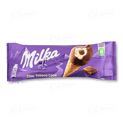 Морозиво Milka в шоколадній глазурі ріжок, 69г