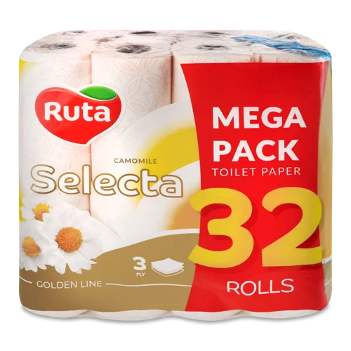 Туалетний Папір 3-Шаровий Camomile Selecta Ruta, 32 шт
