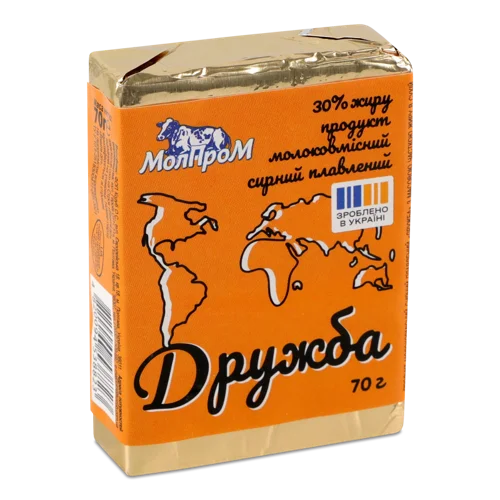 Сирний Продукт Молоковмісний Плавлений Дружба МолПром м/у, 30%, 70г