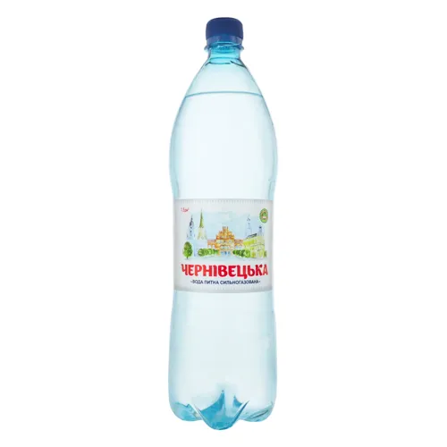 Вода питна сильногазована Чернівецька у пластиковій пляшці 1.5л
