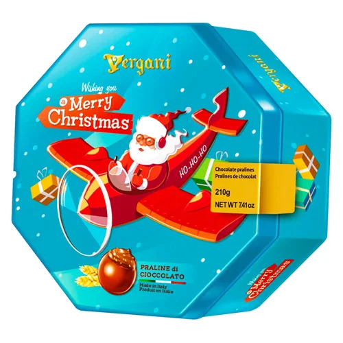 Цукерки Vergani Санта Клаус з кріспами та горіхами 210г