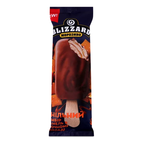 Морозиво Ескімо Пломбір В Молочному Шоколаді Ваніль-Карамель Blizzard, 60г