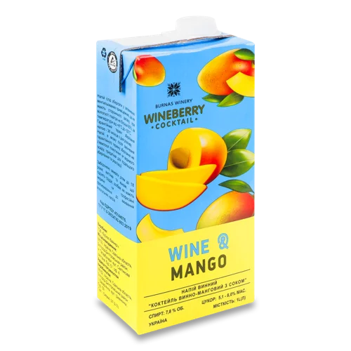 Винний Напій з Соком Wine&Mango Cocktail Wineberry 1л 7.8% с/б