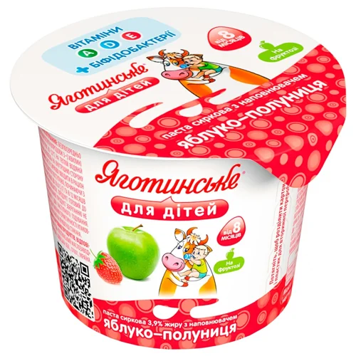 Паста сиркова Яготинське для дітей Яблуко-полуниця 3,9% 100г