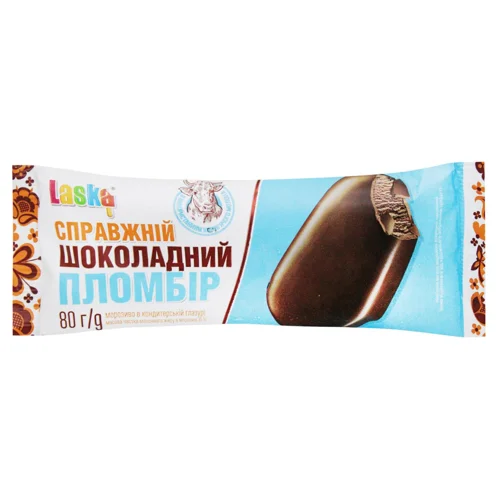 Морозиво Laska Справжній шоколадний пломбір 80г