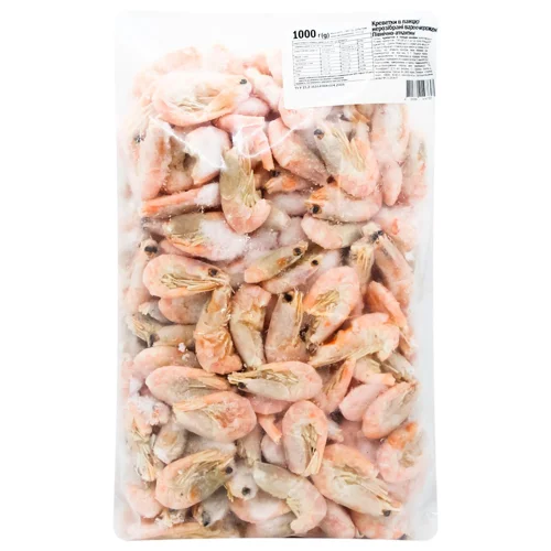 Креветки Аквафрост в панцирі нерозібрані варено-морожені з головою 150+ 1кг
