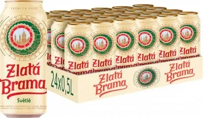 Упаковка пива Zlata Brama світле пастеризоване 5%, 0.5л х 24 шт