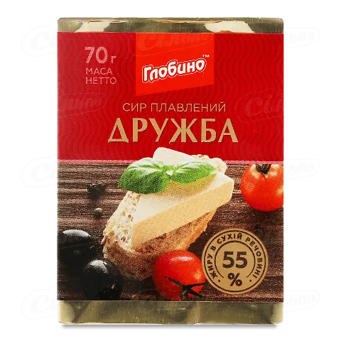 Сир плавлений «Глобино» «Дружба» скибковий 55%, 70г