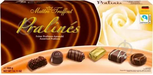 Цукерки Maitre Truffout асорті праліне Mischung, 400г, 12шт/ящ