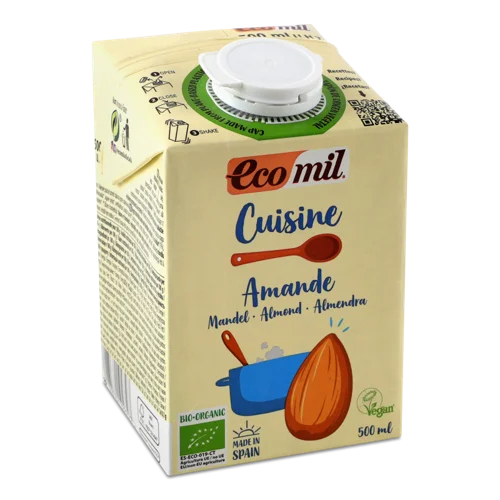 Вершки Рослинні З Мигдалю Органічні Ecomil, Пластикова Пляшка 500мл