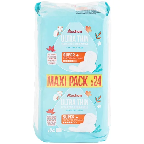 Прокладки гігієнічні Auchan Super+ ультратонкі 24шт
