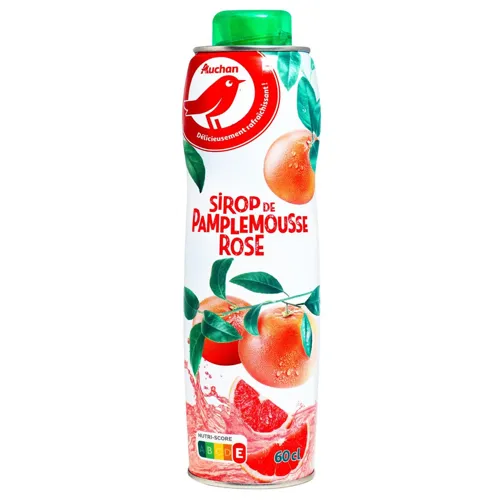 Сироп Ашан Рожевий грейпфрут 0,6л