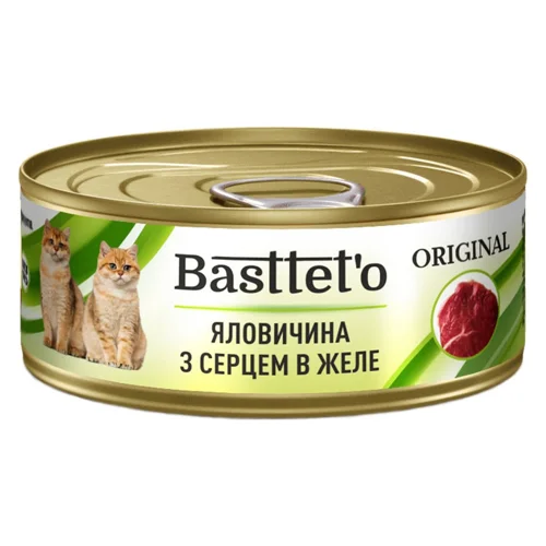 Корм вологий Basttet'o Original з яловичиною та серцем для котів 85г