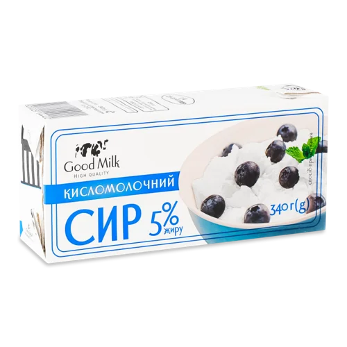 Сир Кисломолочний 5 Відсотків Good Milk т/п, 340г