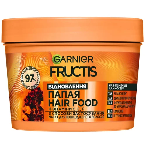 Маска Garnier Fructis Superfood Папайя для пошкодженого волосся 400мл
