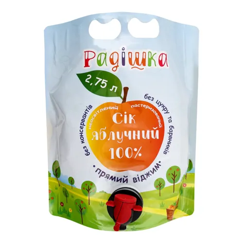 Сік неосвітлений прямого віджиму Яблучний Радішка д/п 2.75л