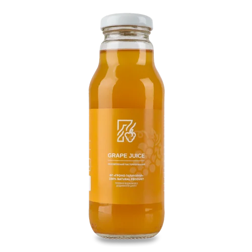 Сік Натуральний Неосвітлений Пастеризований Виноградний Білий ФГ Гроно Галичини, 300мл