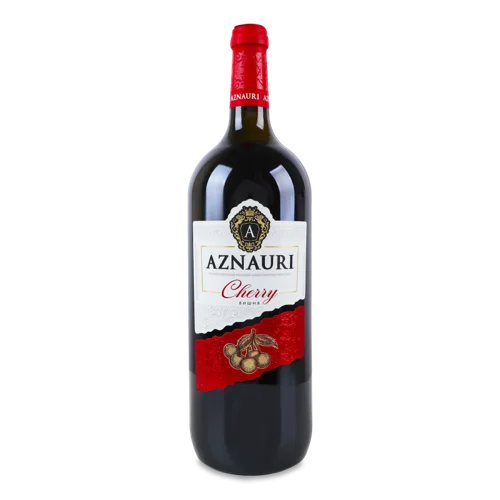 Напій Винний Червоний Напівсолодкий Ароматизований Вишня 1.5л 8.5-10% Азнаурі к/у
