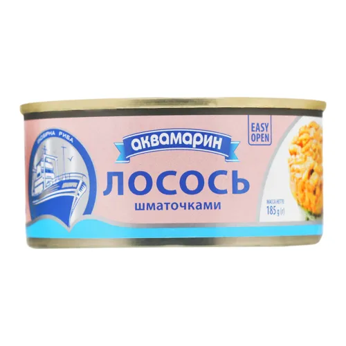 Лосось атлантичний шматочками Аквамарин з/б 185г