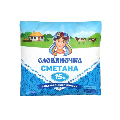 Сметана 15% Сло'вяночка м'яка упаковка 380г