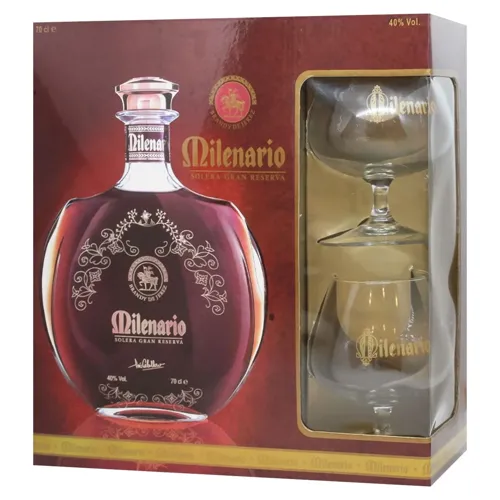 Бренді Milenario Gran Reserva 40% 0,7л + 2 келихи