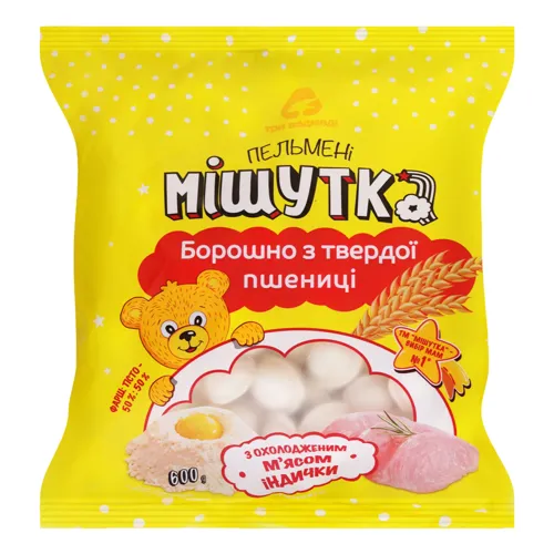 Пельмені з охолодженим м'ясом індички Мішутка м/у 600г