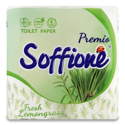 Туалетний Папір 3-Шаровий Fresh Lemongrass Premio Soffione, 4шт