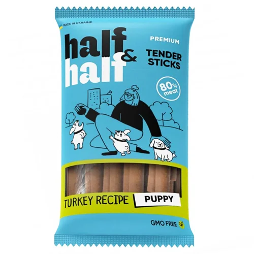 Ласощі для цуценят Half&Half Tender Sticks з індичкою палички 100г