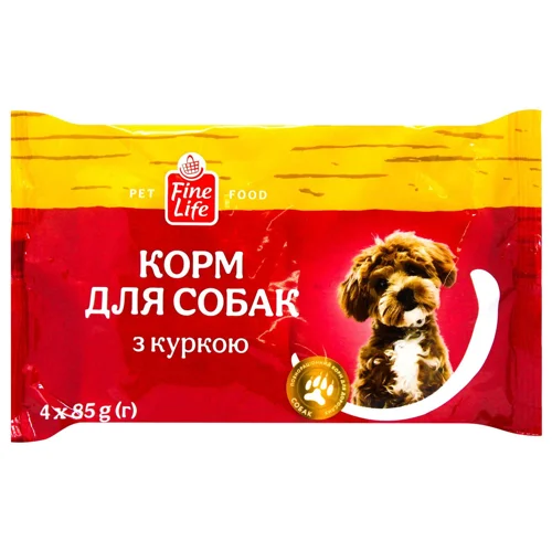 Корм вологий Fine Life з куркою для дорослих собак 85г х 4шт
