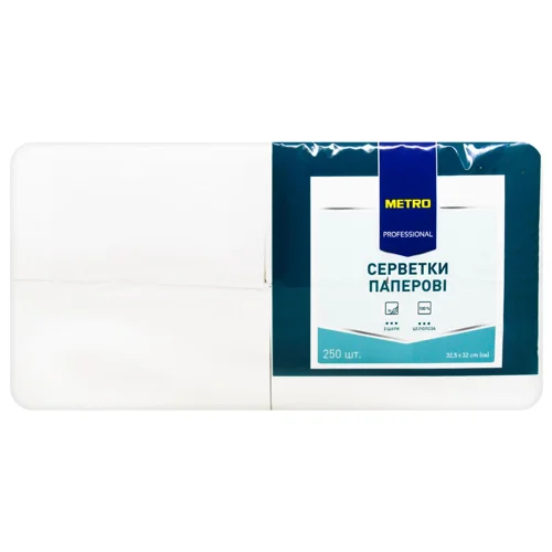 Серветки Metro Professional білі двошарові 32,5x32см 250шт