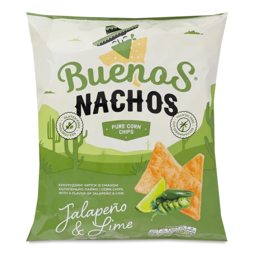 Чипси Кукурудзяні Зі Смаком Халапеньйо-Лайму Nachos Buenos, в/ґ, 90г