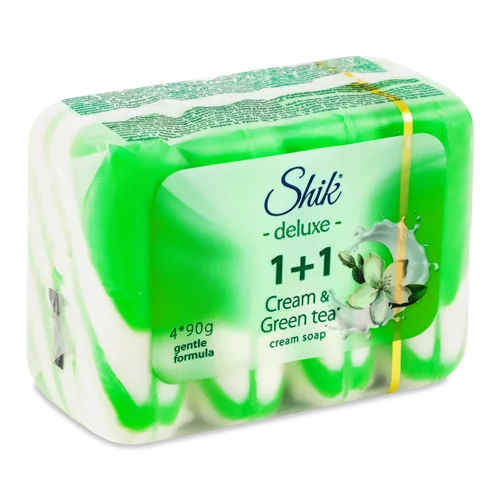 Крем мило Туалетне Cream&Green Tea, Deluxe, 4х90г