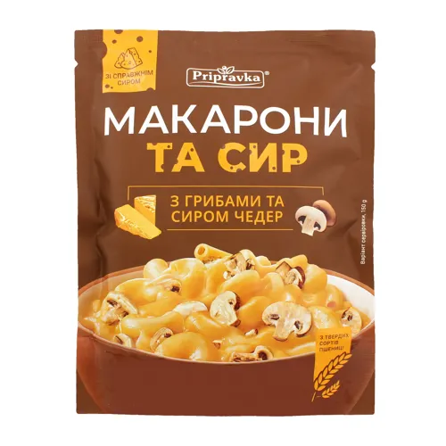 Макарони з грибами та сиром Чедер Pripravka д/п 150г