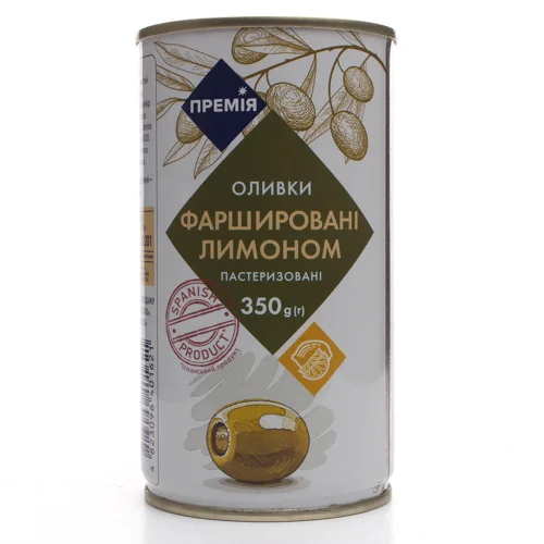 Оливки "Премія" зелені фаршировані з лимоном 350г