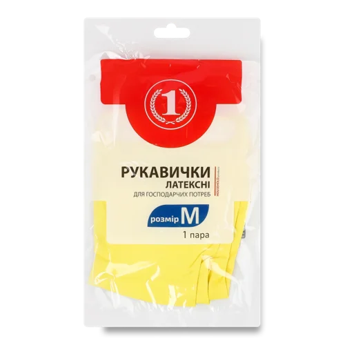 Рукавички Латексні Господарчі Неопудрені, М, 1 пара
