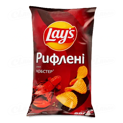 Чіпси з смаком лобстера рифлені 120г Лейс