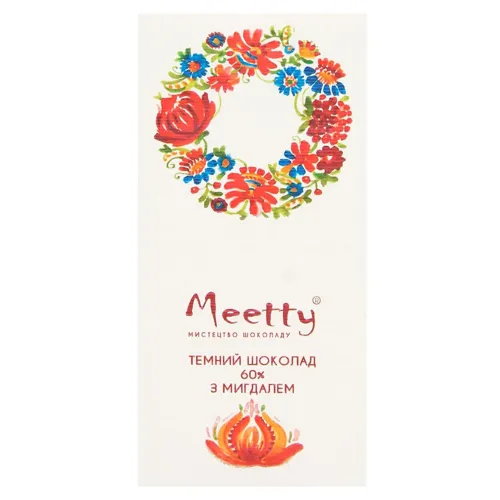 Шоколад чорний Meetty з мигдалем 60%, 65г