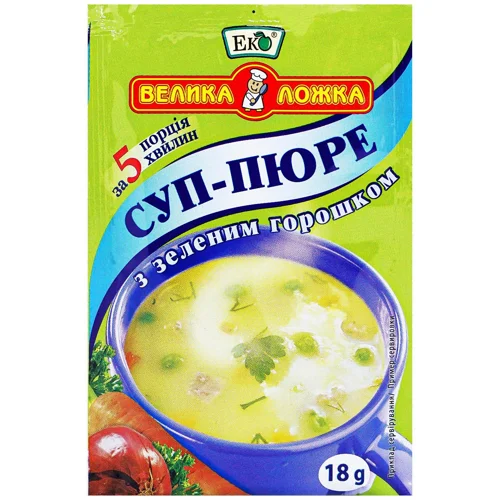 Суп-пюре Еко Велика Ложка з зеленим горошком 18г