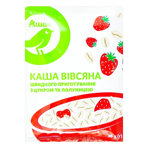 Каша Auchan вівсяна з полуницею 35г